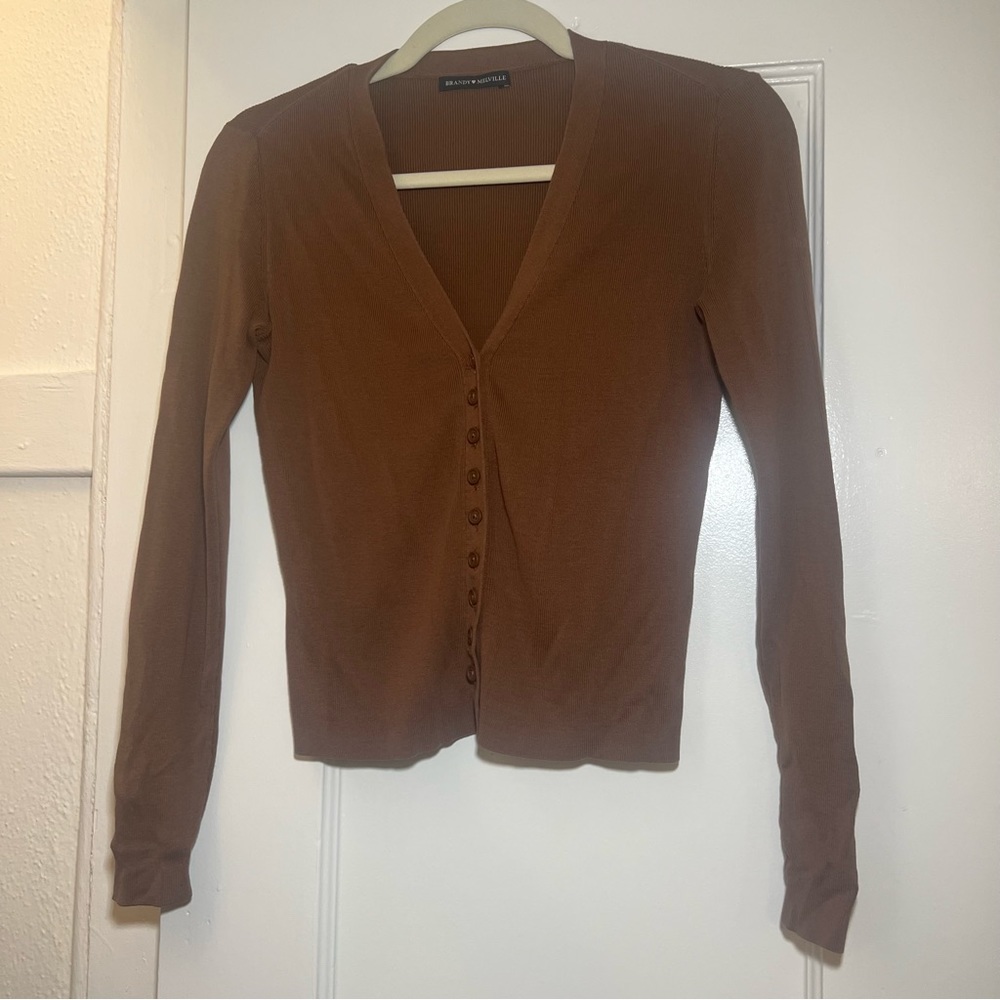 Brandy Melville brown thin cardigan sweater - Picture 6 of 9